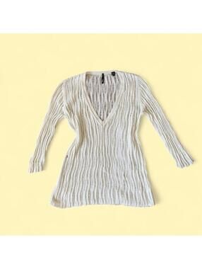 Vintage Isda & Co Open-Knit V-Neck Sweater